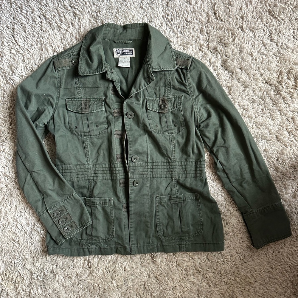 vintage olive green military jacket